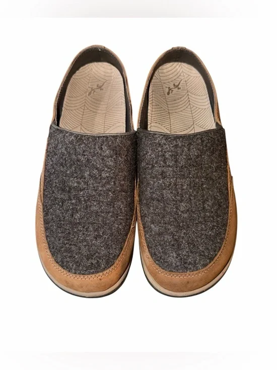 Chaco Java Gray Quinn Slip-On Shoes Womens 8 Wool & Leather Clogs Mules - Picture 2 of 6